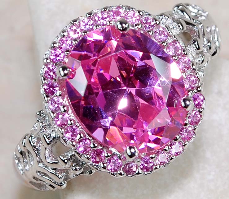 5ct pink sapphire 925 solid sterling silver ring sz 7
